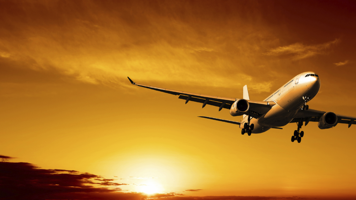 Airplane sunset