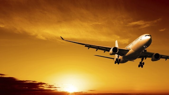 Airplane sunset