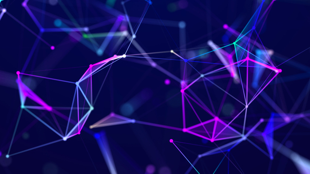 Abstract polygonal space with connecting dots and lines. Dark background. Connection structure. 3d rendering