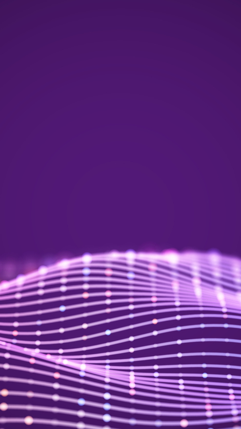3D Sound waves with colored dots. Big data abstract visualization. Digital concept: virtual landscape. Futuristic background. Pink sound waves, visual audio waves equalizer, EPS 10 vector illustration