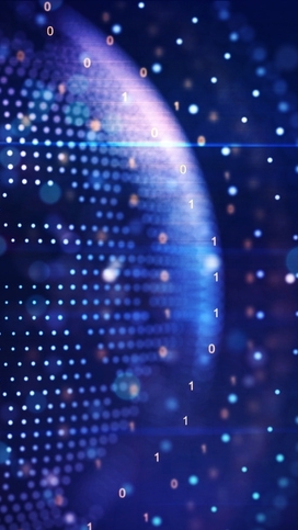 Abstract graphic world map illustration on blue background, big data and networking concept. 3D Rendering