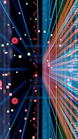 Digital background depicting innovative technologies in (AI) artificial systems, neural interfaces and internet machine learning technologies