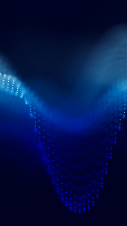 Audio blue waveform digital particle background. Abstract music dot waves equalizer. Futuristic sound wave visualization. AI synthetic voice technology. Tune print. Distorted frequencies
