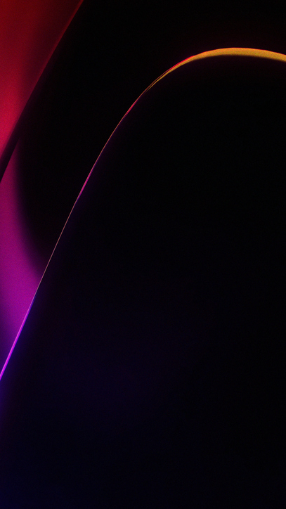 Abstract black luxury background with glowing neon geometric curves, elegant fluid translucent waves, vibrant magenta light gradient and copy space, 3D render