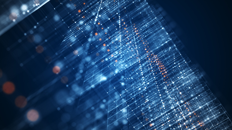 Abstract background with colorful light trails. Futuristic dynamic data flow for technology concept.