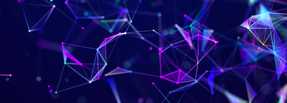 Abstract polygonal space with connecting dots and lines. Dark background. Connection structure. 3d rendering
