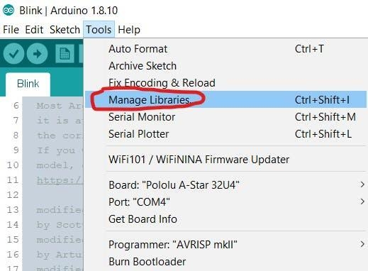 Arduino manage libraries
