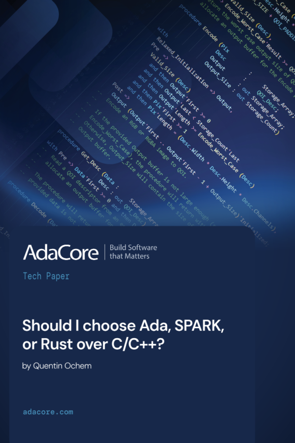 Should I choose Ada, SPARK, or Rust over C/C++? Cover