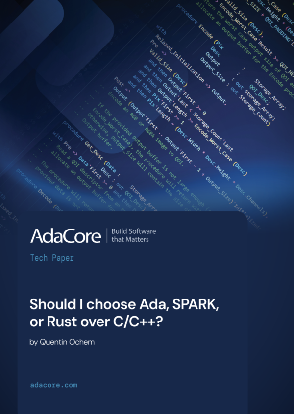 Should I choose Ada, SPARK, or Rust over C/C++? Cover